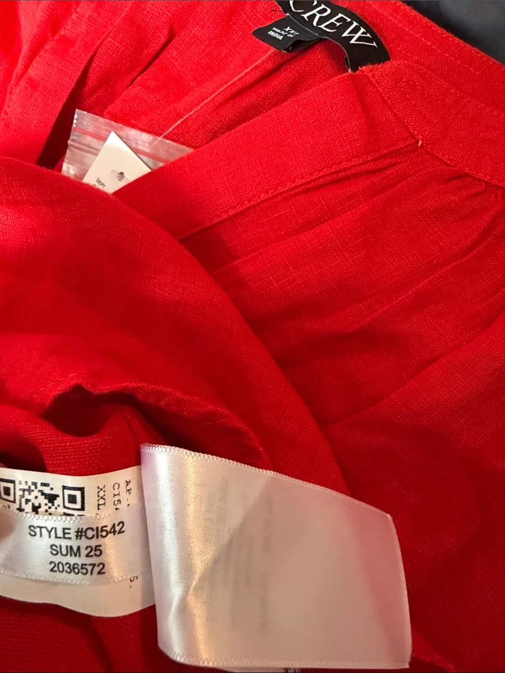 J. Crew Bright Red Linen V-Neck Long-Sleeve Tunic - Picture 6 of 6